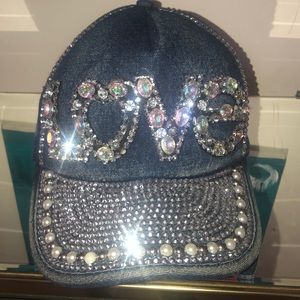 Love Sequined Jean Baseball Cap